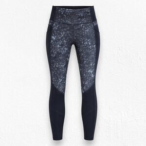 Lululemon Pace Rival Leggings 25” Black Gray Geometric Mesh Print Size 2